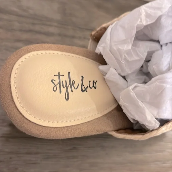 NIB [Style & Co.] Daliaa Wedge Sandals in Natural Woven Womens 9.5 / 11 - Picture 7 of 12